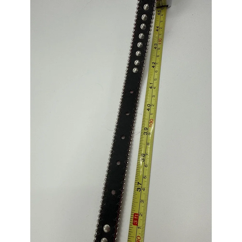 Red Snakeskin Rhinestone Western Belt Genuine Leather Silver Studded Y2K M/L